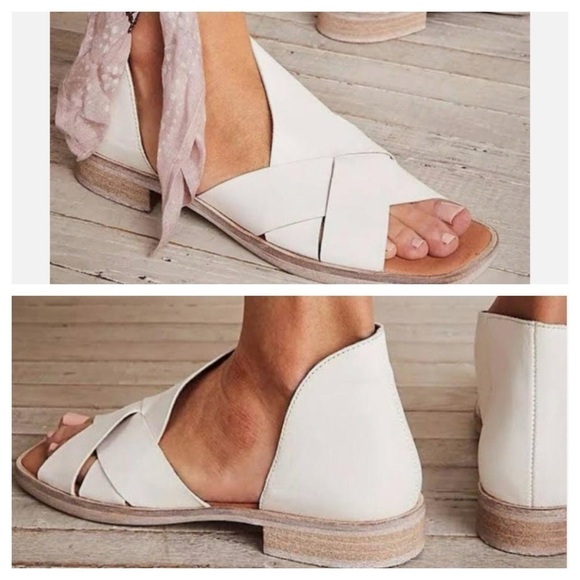 FREE PEOPLE Sun Valley Leather Open-toe D'orsay Sandals in White Size 36 US 5.5 - Picture 3 of 12
